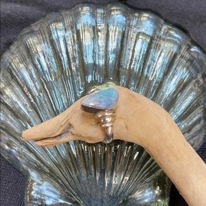 Opal and sterling silver ring